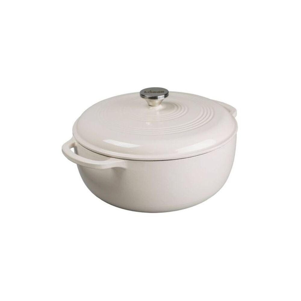 7.5qt Cast Iron Enamel Dutch Oven Oyster: Porcelain-Coated Round